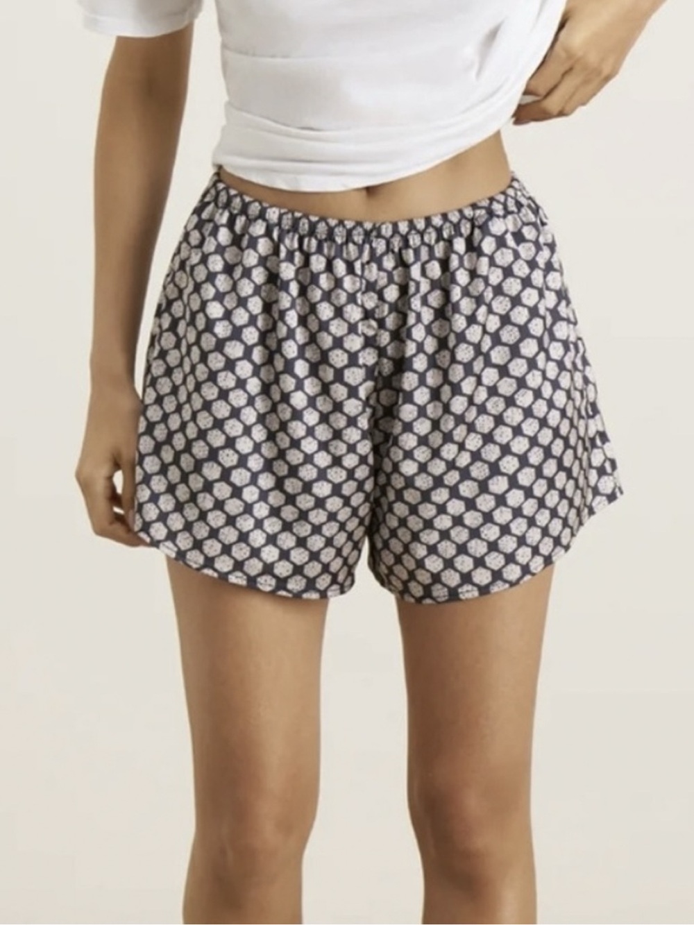 ♡ Joah Brown Breezy Shorts – Navy Dice Satin